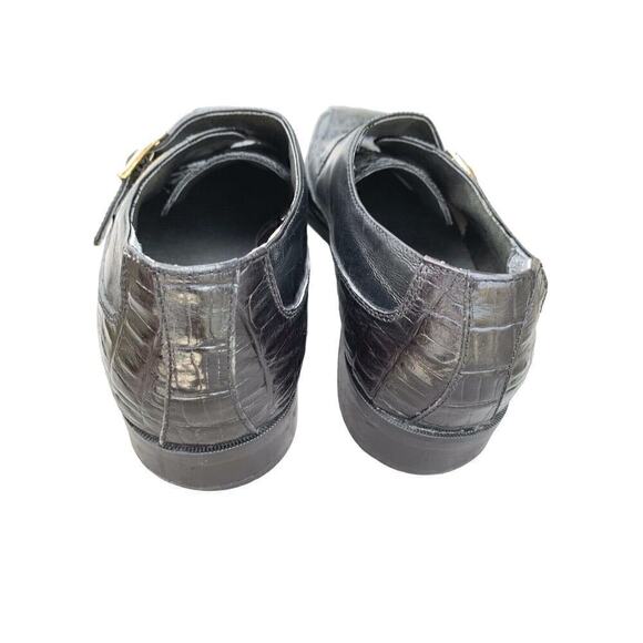 Mens Stacy Adams Alligator Croc Black Leather Monk-Strap Loafer Sz 9m 23588-01 - Picture 5 of 6